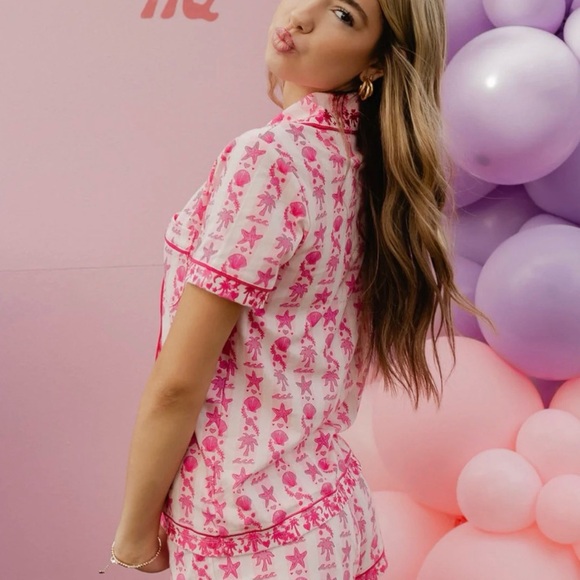 Pink Palm PuffPajamas in Blush Bay